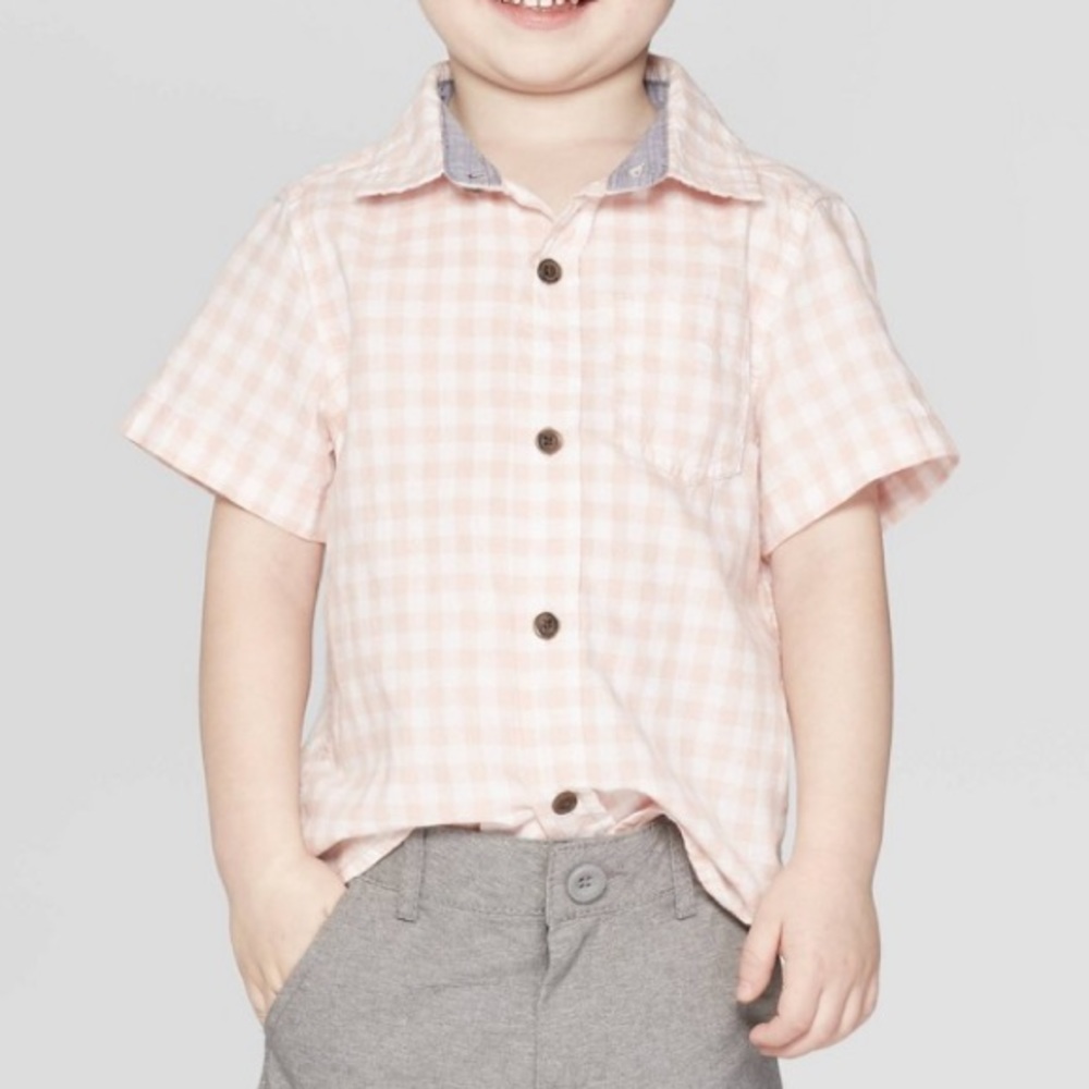 Cat & Jack Toddler Pink Gingham Button Down